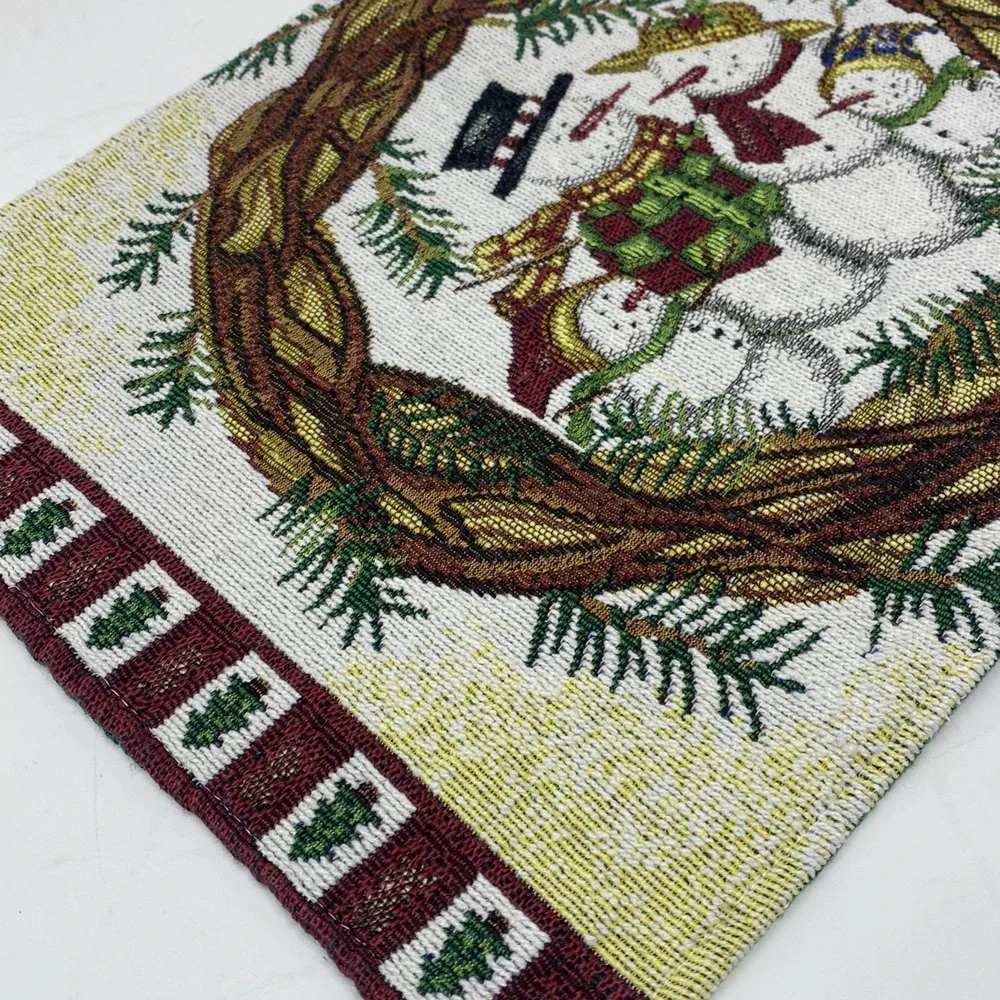 Vintage Christmas Snowman Tapestry Placemats 18x11.5